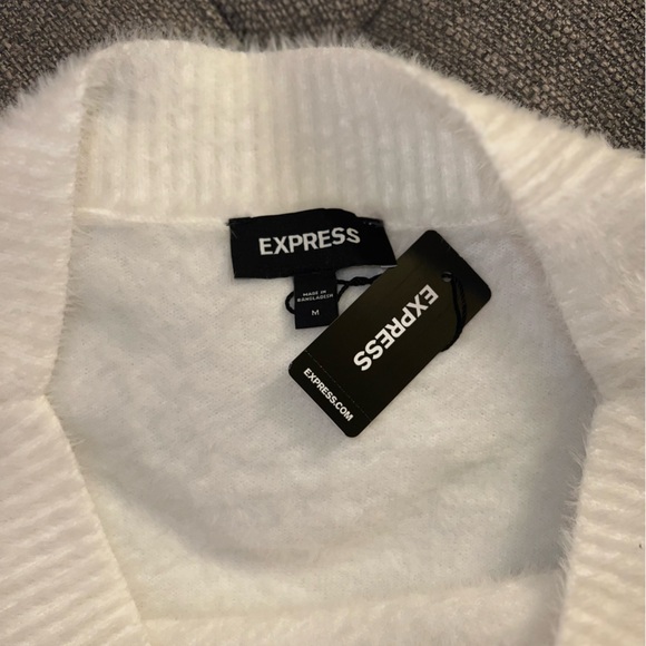 NEW with tags! Medium EXPRESS Very Soft Furry Sweater White NICE - Picture 4 of 9